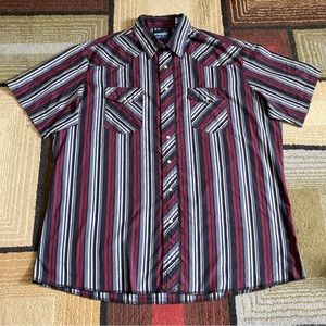 Wrangler Western Shirts Plaid Pearl Snap Button Up Short Sleeve Men's Size 2XT